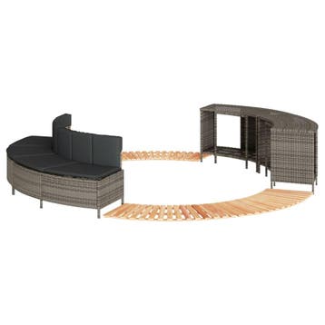 vidaXL Hottub-ombouw poly rattan massief acaciahout grijs, Tuin en Terras, Verzenden, Nieuw