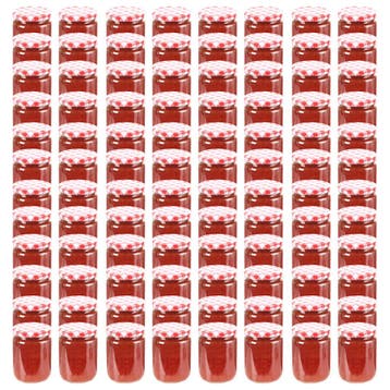 vidaXL Jampotten met wit met rode deksels 96 st 230 ml glas, Verzenden, Nieuw