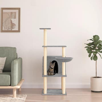 vidaXL Kattenmeubel met sisal krabpalen 132 cm lichtgrijs, Verzenden, Nieuw
