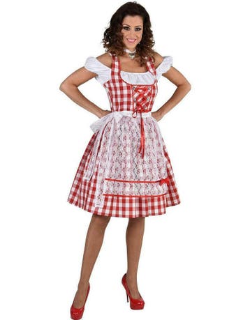 Dirndl rood witte tirolerjurk voor dames, Ophalen of Verzenden, Nieuw