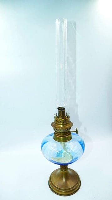 Petroleumlamp - Messing, Glas, Antiek en Kunst
