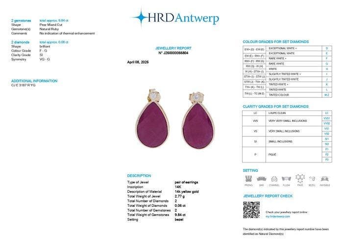 Zonder minimumprijs - Oorbellen - 14 karaat Geel goud -, Handtassen en Accessoires, Oorbellen