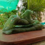 Aventurine Sculpture de cheval au galop - Hauteur : 31 cm -