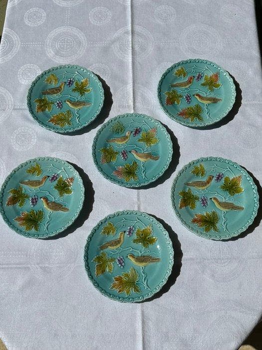 Bord (6) - Majolica - Jugendstil, Antiek en Kunst, Kunst | Designobjecten