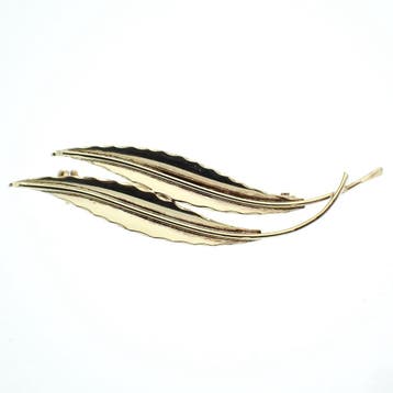 Gouden broche van twee veren, Bijoux, Sacs & Beauté, Broches, Ophalen of Verzenden