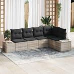 vidaXL Tuinbank Set met opslag 5 pcs Lichtgrijs poly rattan, Tuin en Terras, Tuinsets en Loungesets, Verzenden, Nieuw