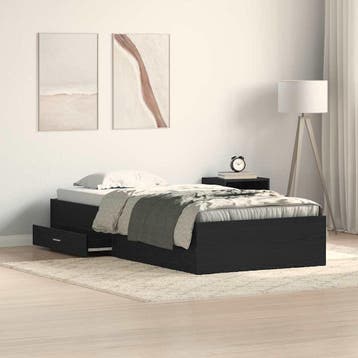 vidaXL Bedframe met lade Zwart Eiken 90 x 200 cm Bewerkt, Verzenden, Nieuw