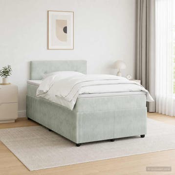 vidaXL Boxspringbed met matras Lichtgrijs 120 x 190 cm, Maison & Meubles, Verzenden