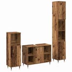 vidaXL Badkamermeubel Set met plank 3 pcs Oud Hout Bewerkt, Verzenden