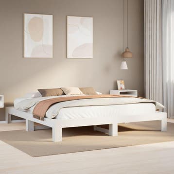 vidaXL Bedframe zonder matras massief grenenhout wit 180x200, Verzenden, Nieuw