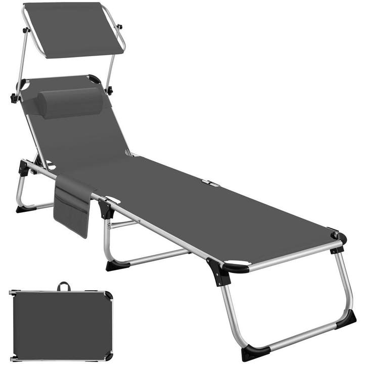 tectake Aluminium ligstoel Aurelie, gestoffeerd, opvouwbaar, Jardin & Terrasse, Ensembles de jardin, Envoi