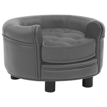 vidaXL Hondenbank 48x48x32 cm pluche en kunstleer grijs, Verzenden