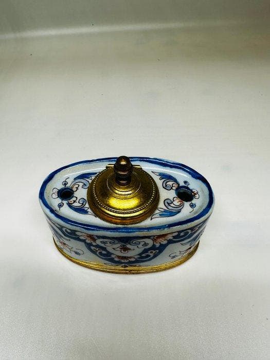 Inktpot - Porselein, Messing, Brons, Antiquités & Art, Antiquités | Verre & Cristal