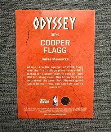 2025/26 Topps Odyssey Cooper Flagg ODY-1 Rookie-kaart,, Verzamelen, Nieuw