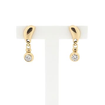 Gouden oorstekers met zirconia (Oorbellen), Handtassen en Accessoires, Oorbellen, Gebruikt, Ophalen of Verzenden, Met edelsteen
