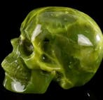 serpentine groep Schedel - Hoogte: 8.5 cm - Breedte: 8.1 cm-, Verzamelen, Mineralen en Fossielen