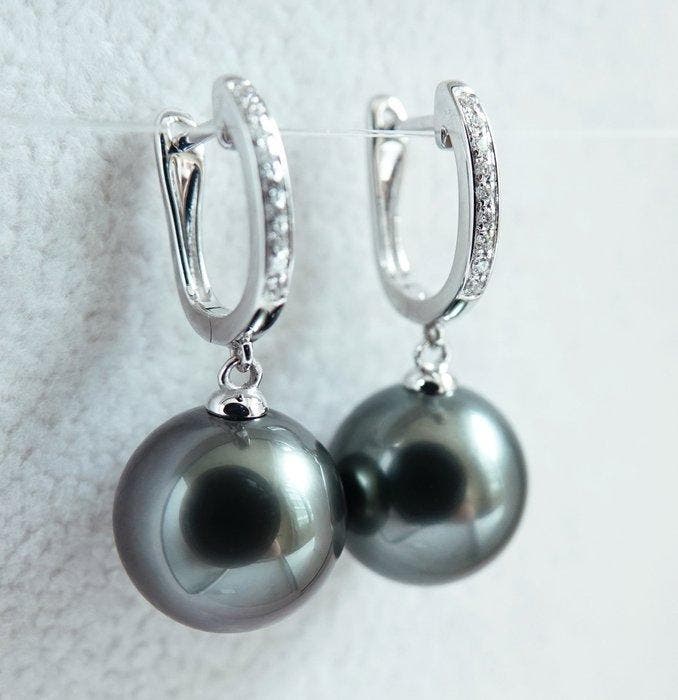 Oorbellen - 18 kt. witgoud - Rikitea parel -, Handtassen en Accessoires, Oorbellen
