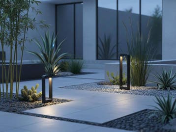 (4x) 7W LED zand zwart Tuinlamp 30cm warm wit..., Nieuw