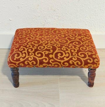 Voetbankje - Hout, Textiel - Textil Original