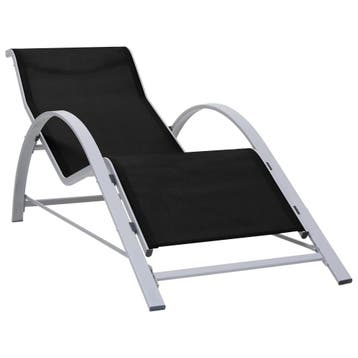 vidaXL Ligbed textileen en aluminium zwart, Verzenden, Nieuw