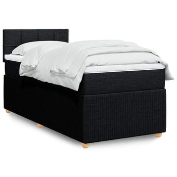 vidaXL Boxspring met matras stof zwart 90x200 cm, Verzenden, Nieuw