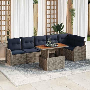 vidaXL Tuinbank Set 7 st 6-Aantal zitplaatsen Grijs en, Verzenden, Nieuw