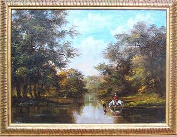 Europese school (XX) - Ruiter in de rivier., Antiek en Kunst
