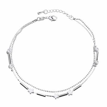 Fako Bijoux - Enkelbandje - Sterretjes - Verzilverd, Verzenden, Nieuw