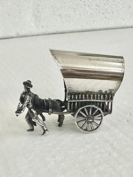 Dutch Silver - Figure - Homem com burro e carroça - Argent, Antiquités & Art, Antiquités | Argent & Or