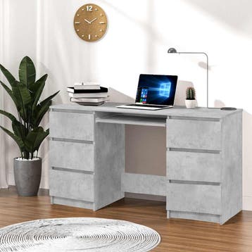 vidaXL Schrijftafel 140x50x77 cm bewerkt hout betongrijs, Huis en Inrichting, Verzenden, Nieuw