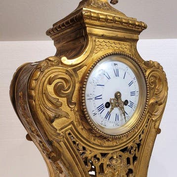 Tafelklok - Antiek - Verguld brons - 1850-1900