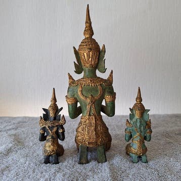 Beeldje - Thaise Thepphanom tempelwachters (3) - Gepatineerd