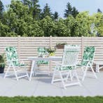 vidaXL Stoelkussens 4 st hoge rug bladpatroon oxford stof, Verzenden, Nieuw