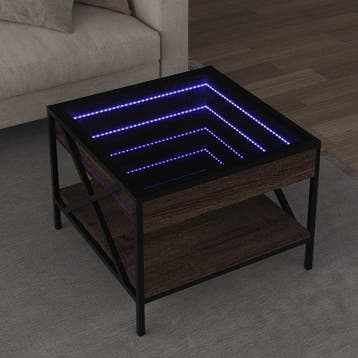 vidaXL Salontafel met Infinity LED 50x50x38 cm bruin, Verzenden, Nieuw