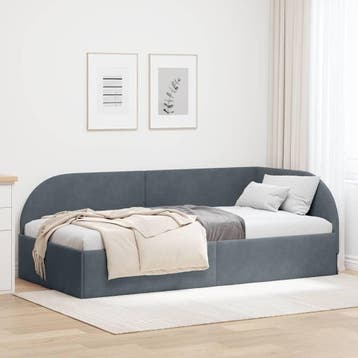 vidaXL Hoek Bed Frame Donkergrijs 90 cm x 200 cm Fluweel, Verzenden, Nieuw