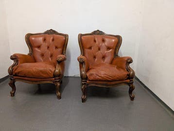Fauteuil (2) - Leder, Antiek en Kunst