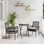 vidaXL Tuin Bistro Set 3 pcs Zwart poly rattan, Verzenden, Nieuw