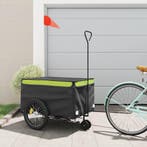 vidaXL Fietstrailer 45 kg ijzer zwart en groen, Fietsen en Brommers, Verzenden, Nieuw