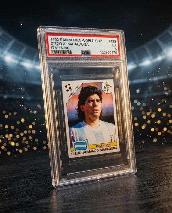 Panini World Cup Italia 90 - #128 Maradona - PSA 5 Graded, Collections, Autocollants