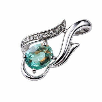 Hanger - 18 karaat Witgoud - 1.89ct. tw. Paraiba toermalijn