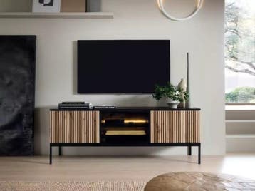 TV-Meubel modern Design met Latten patroon zwart 154cm, Verzenden, Nieuw