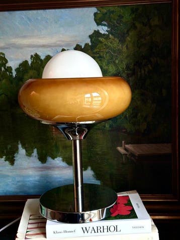 Tafellamp - Glas - Eiertaart in jarenzeventig-stijl