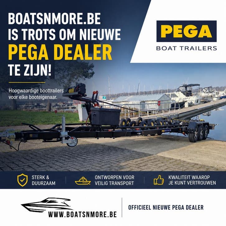 PEGA V-liners * TOPKWALITEIT boottrailers *, Watersport en Boten, Boottrailers, 6 tot 9 meter, Verstelbare verlichting, Geremd