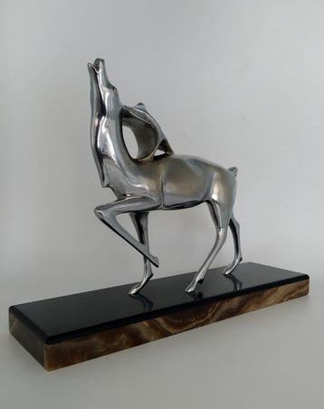 Michel Decoux (1837-1924) - sculptuur, Le Cerf - 25 cm -, Antiquités & Art