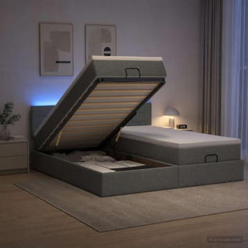 vidaXL Ottomaanse Bed met Matras en LED Donkergrijs 160 x, Huis en Inrichting, Slaapkamer | Bedden, Verzenden, Nieuw
