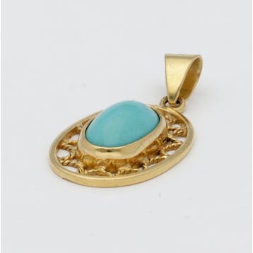 Pendentif - 18 carats Or jaune Turquoise