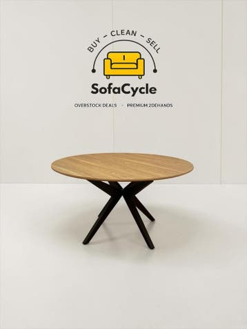 Ronde massief houten eettafel – modern onderstel (NIEUW), Huis en Inrichting, Tafels | Eettafels, Verzenden, Nieuw