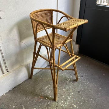 Kinderstoel - Vintage Bamboe en Rotan Kinderstoel, 1950s -