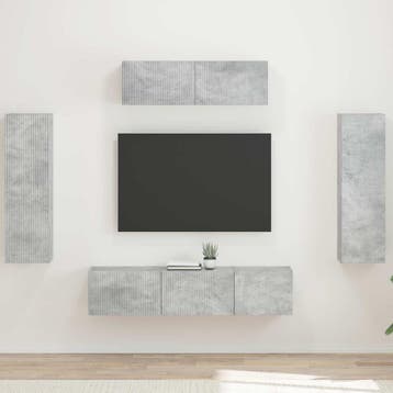 vidaXL TV Kast 5 st Beton Grijs, Huis en Inrichting, Verzenden, Nieuw