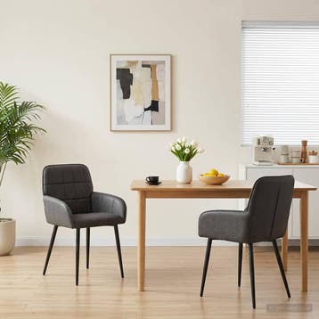 vidaXL Eetstoelen 2 pcs Kunstleer Zwart 56,5 x 50 x 86 cm, Verzenden, Nieuw